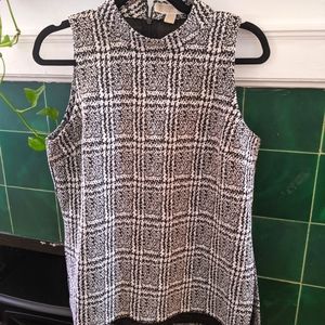 L Hounds tooth Plaid Michael Kors mock neck top